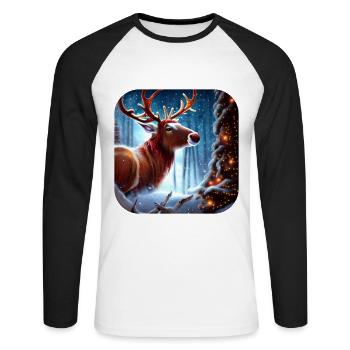 Rentier Weihnachten - Unisex Baseballshirt langarm - Weiß/Schwarz - Vorne - Nik (191cm)