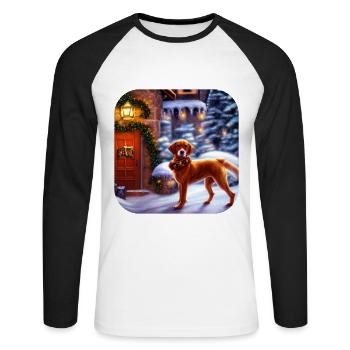 Christmas motif dog - Unisex Long Sleeve Baseball T-Shirt - white/black - Front - Nik (191cm)