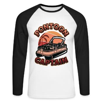 Ponton bateau, capitaine ponton - T-shirt baseball manches longues Homme - blanc/noir - Devant - Nik (191cm)