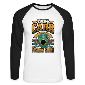 Lucky Carb Fishing - Unisex Long Sleeve Baseball T-Shirt - white/black - Front - Nik (191cm)