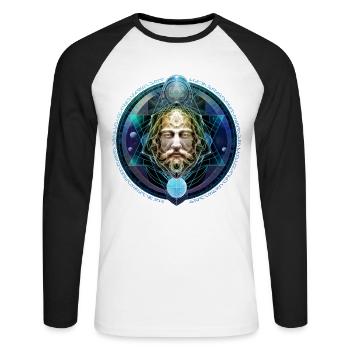 Maschinen-Elf-Entität aus höherer Dimension - Unisex Baseballshirt langarm - Weiß/Schwarz - Vorne - Nik (191cm)