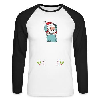 Pyjama de Noël Pyjama Chemise de nuit - T-shirt baseball manches longues Homme - blanc/noir - Devant - Nik (191cm)