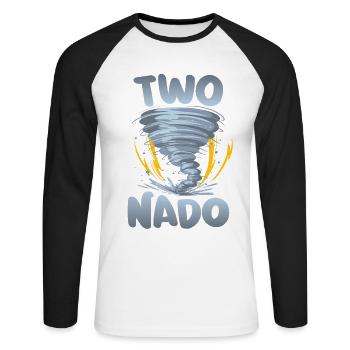 Zwei-nado warning 2nd birthday | Tornado - Unisex Long Sleeve Baseball T-Shirt - white/black - Front - Nik (191cm)