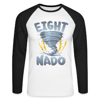 Acht-nado-warn 8th birthday | Tornado - Unisex Long Sleeve Baseball T-Shirt - white/black - Front - Nik (191cm)