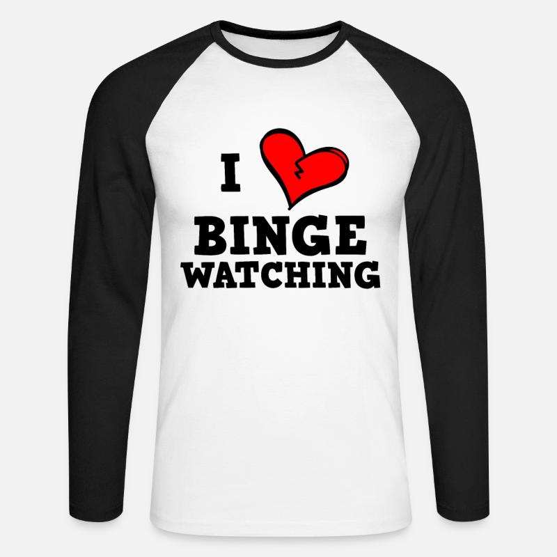 Ich liebe Binge-Watching - Unisex Baseballshirt langarm - Weiß/Schwarz