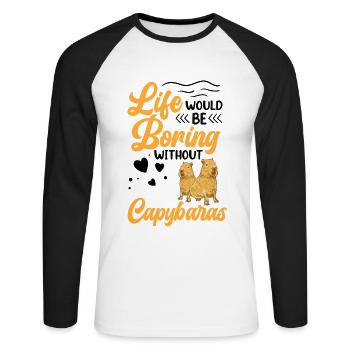 Capybara Leben ist langweilig ohne Capybara - Unisex Baseballshirt langarm - Weiß/Schwarz - Vorne - Nik (191cm)