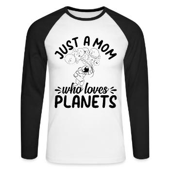 Space Travel Astronomy Mama - Juste une maman qui aime - T-shirt baseball manches longues Homme - blanc/noir - Devant - Nik (191cm)