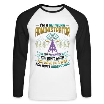 Probleme Lösen It-support Netzwerkadministrator - Unisex Baseballshirt langarm - Weiß/Schwarz - Vorne - Nik (191cm)