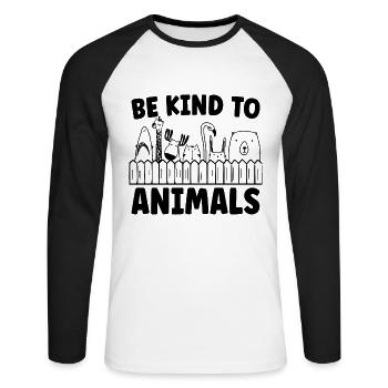Be Kind Animal Welfare Animal Lover Animal Worker - Unisex Baseballshirt langarm - Weiß/Schwarz - Vorne - Nik (191cm)