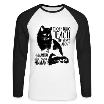 Ceux qui enseignent le bien-être animal adoptent un travailleur animalier - T-shirt baseball manches longues Homme - blanc/noir - Devant - Nik (191cm)