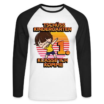 Tschüss Kindergarten 1. Klass Ich Komme Dabbing - Unisex Baseballshirt langarm - Weiß/Schwarz - Vorne - Nik (191cm)
