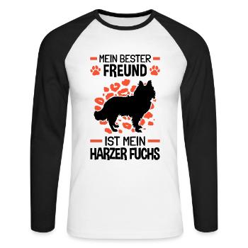 Harzer Fuchs mein bester Freund Hütehund - Unisex Baseballshirt langarm - Weiß/Schwarz - Vorne - Nik (191cm)