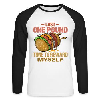 Fast Food Liebe Hamburger Burger - Unisex Baseballshirt langarm - Weiß/Schwarz - Vorne - Nik (191cm)