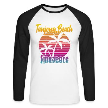 Tanjong Beach Singapore - Unisex Baseballshirt langarm - Weiß/Schwarz - Vorne - Nik (191cm)