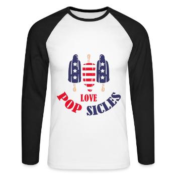 Feuerwerkskörper Liebe Eis 4. Juli - Unisex Baseballshirt langarm - Weiß/Schwarz - Vorne - Nik (191cm)