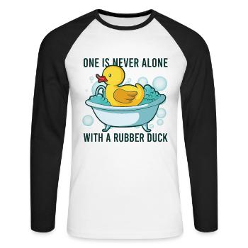 Rubber Duck Ducks Bird Hunt Duck lover Gift Idea - Unisex Baseballshirt langarm - Weiß/Schwarz - Vorne - Nik (191cm)