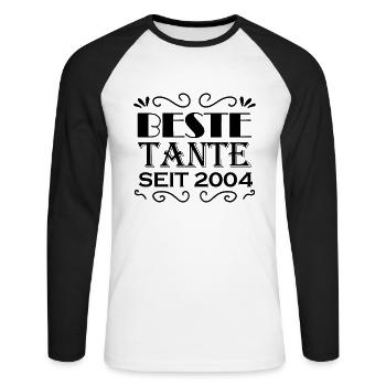 Beste Tante seit 2004 - Unisex Baseballshirt langarm - Weiß/Schwarz - Vorne - Nik (191cm)