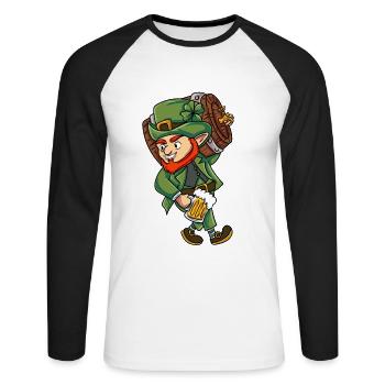 Grüner Kobold - Unisex Baseballshirt langarm - Weiß/Schwarz - Vorne - Nik (191cm)