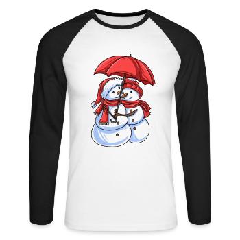 Snowman Love - Unisex Long Sleeve Baseball T-Shirt - white/black - Front - Nik (191cm)