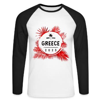Greece 2023 Colorful - Unisex Long Sleeve Baseball T-Shirt - white/black - Front - Nik (191cm)