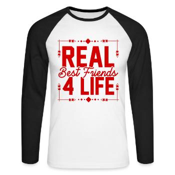 Best Friends 4 Life - Unisex Long Sleeve Baseball T-Shirt - white/black - Front - Nik (191cm)