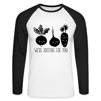 We're Rooting For Vegan Chef Vegetable Vegan Chefs - Unisex Long Sleeve Baseball T-Shirt - white/black - Front - Nik (191cm)