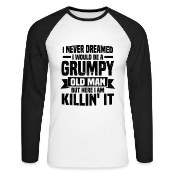 Father's Day Gifts - Unisex Long Sleeve Baseball T-Shirt - white/black - Front - Nik (191cm)