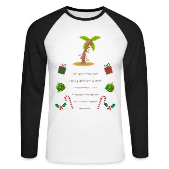 Chemise pull de Noël trop chaude pour moche - T-shirt baseball manches longues Homme - blanc/noir - Devant - Nik (191cm)