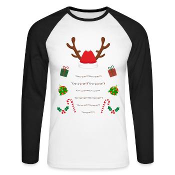 Too hot for ugly christmas sweater shirt - Unisex Baseballshirt langarm - Weiß/Schwarz - Vorne - Nik (191cm)