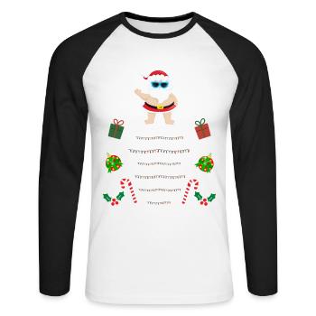 Chemise pull de Noël trop chaude pour moche - T-shirt baseball manches longues Homme - blanc/noir - Devant - Nik (191cm)