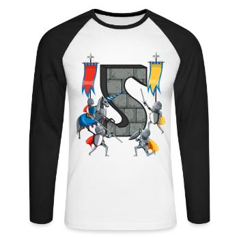 Chevaliers médiévaux Histoire médiévale - T-shirt baseball manches longues Homme - blanc/noir - Devant - Nik (191cm)