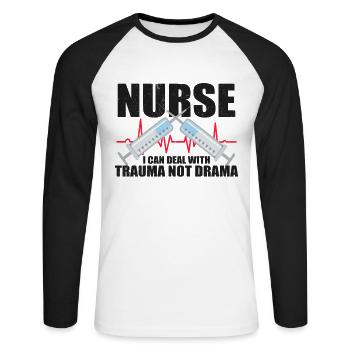 Nurse Nursing Clinic Paramedic - Unisex Long Sleeve Baseball T-Shirt - white/black - Front - Nik (191cm)