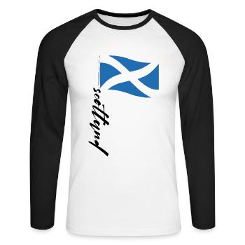 Écosse Drapeau écossais - T-shirt baseball manches longues Homme - blanc/noir - Devant - Nik (191cm)