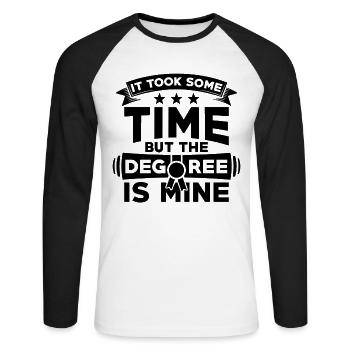 Peine de graduation - T-shirt baseball manches longues Homme - blanc/noir - Devant - Nik (191cm)