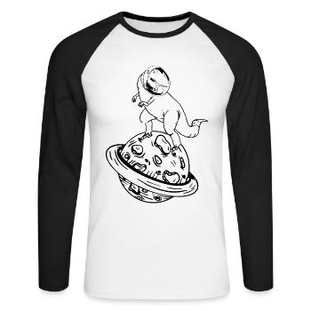 Astronaute Dino Astronaute Astronaute aérospatial Dinos - T-shirt baseball manches longues Homme - blanc/noir - Devant - Nik (191cm)