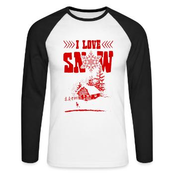 I Love Snow - Unisex Baseballshirt langarm - Weiß/Schwarz - Vorne - Nik (191cm)
