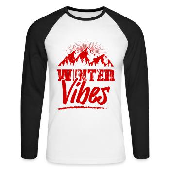 Winter Vibes - Unisex Baseballshirt langarm - Weiß/Schwarz - Vorne - Nik (191cm)