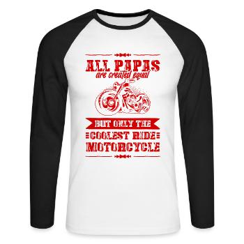 Papa Motorcycle - Unisex Long Sleeve Baseball T-Shirt - white/black - Front - Nik (191cm)