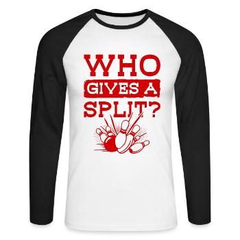 Bowling Split - Unisex Baseballshirt langarm - Weiß/Schwarz - Vorne - Nik (191cm)