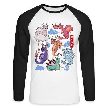Flug Der Drachen Niedliche Elementare Mythische - Unisex Baseballshirt langarm - Weiß/Schwarz - Vorne - Nik (191cm)
