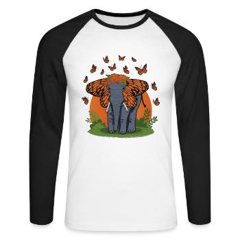 Elephant, butterfly ears, elephant lovers. - Unisex Long Sleeve Baseball T-Shirt - white/black - Front - Nik (191cm)