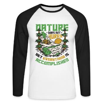 Nature is not in a hurry, nature lovers. - Unisex Long Sleeve Baseball T-Shirt - white/black - Front - Nik (191cm)
