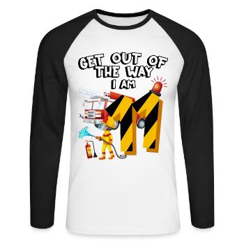 Fire engine Firefighting I am 11 years old - Unisex Long Sleeve Baseball T-Shirt - white/black - Front - Nik (191cm)