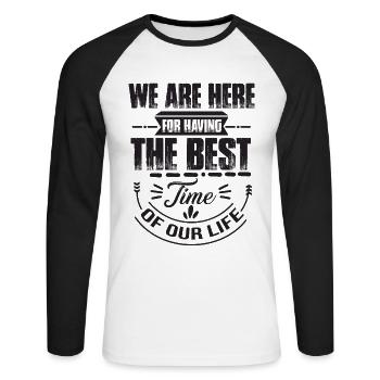 Wochenende mit Freunden in der Gruppe Trinken und - Unisex Baseballshirt langarm - Weiß/Schwarz - Vorne - Nik (191cm)