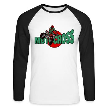 Supercross und Motocross - Unisex Baseballshirt langarm - Weiß/Schwarz - Vorne - Nik (191cm)