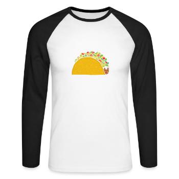 HARTE SCHALE HEISSER KERN Taco Burrito - Unisex Baseballshirt langarm - Weiß/Schwarz - Vorne - Nik (191cm)
