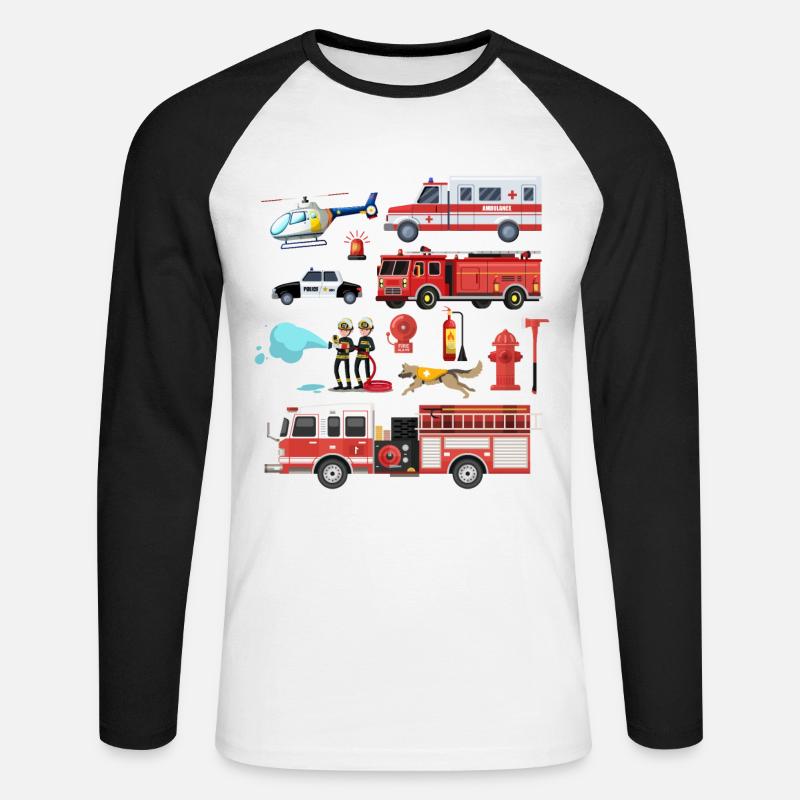 Fire Engine Rescue Firefighter Firefighter - Unisex Long Sleeve Baseball T-Shirt - white/black