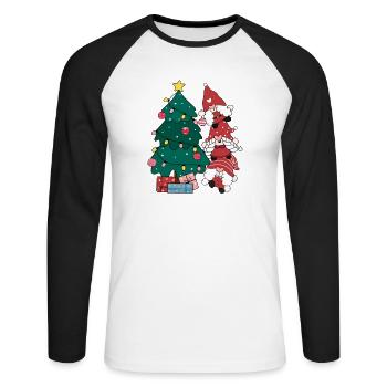 Joyeux Noël Drôle de Chemise de Noël - T-shirt baseball manches longues Homme - blanc/noir - Devant - Nik (191cm)