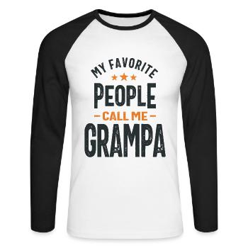 My Favorite People Call Me Grampa - Dad Grandpa - Unisex Long Sleeve Baseball T-Shirt - white/black - Front - Nik (191cm)