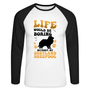 Shetland Sheepdog boring British Sheepdog - Unisex Long Sleeve Baseball T-Shirt - white/black - Front - Nik (191cm)